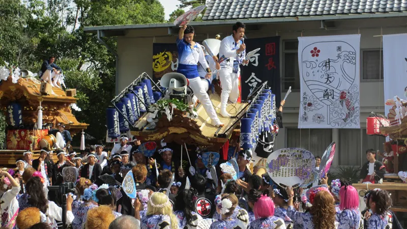菅生神社の宮入前セレモニーの様子